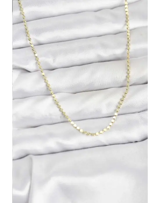 316L Çelik Gold Renk İnce Ezme Zincir Kadın Kolye