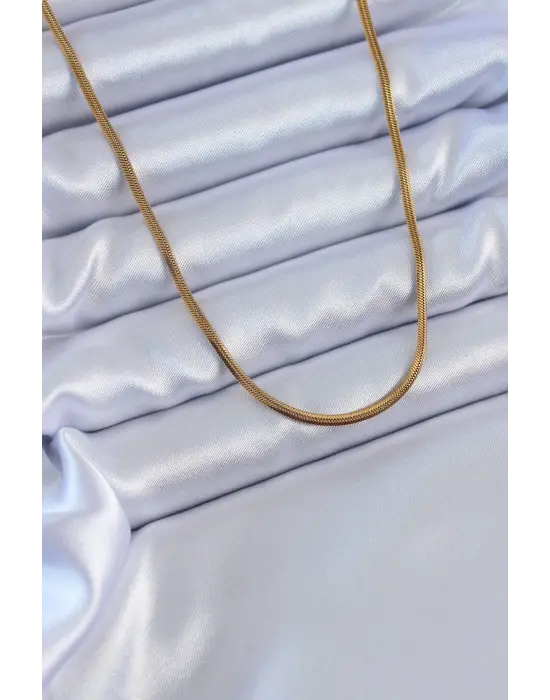  Altın  İnce İtalyan Zincir Model 60 cm  Çelik Kolye