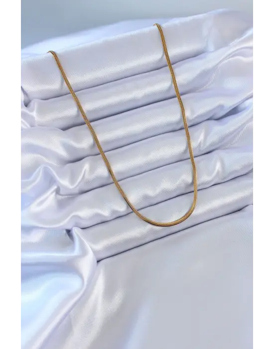  Altın  İnce İtalyan Zincir Model 60 cm  Çelik Kolye