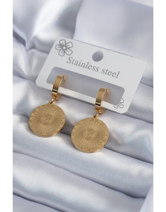   Altın İşleme Detay Çelik Küpe