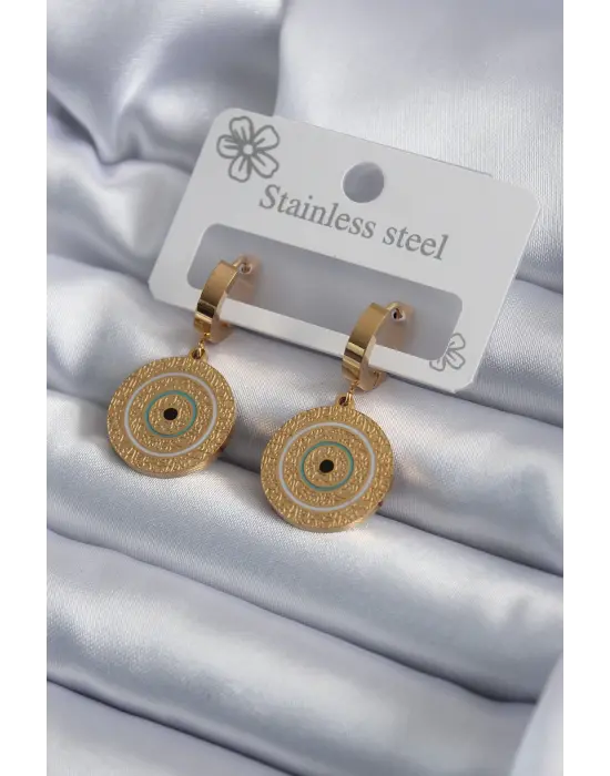   Altın İşleme Detay Çelik Küpe