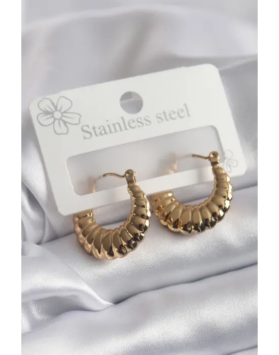   Altın İşleme Detay Çelik Küpe