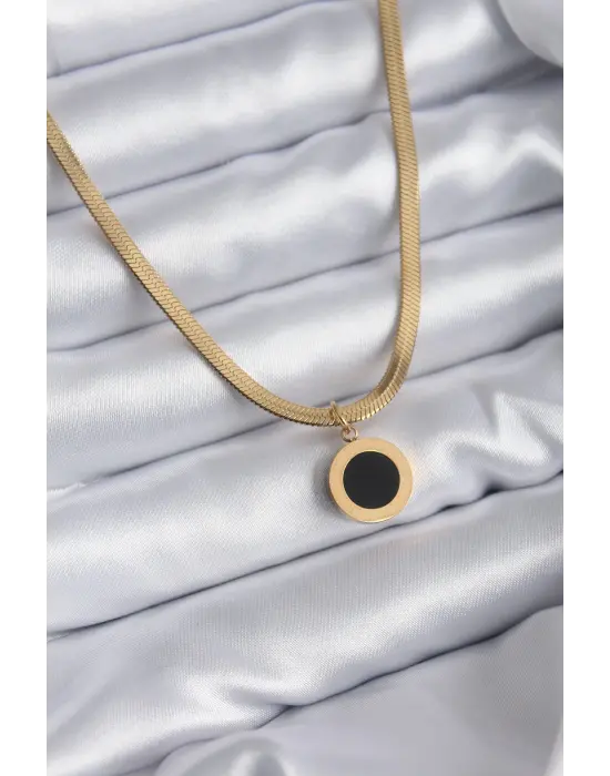  Altın  İtalyan Zincir Model İşleme Detay  Çelik Kolye