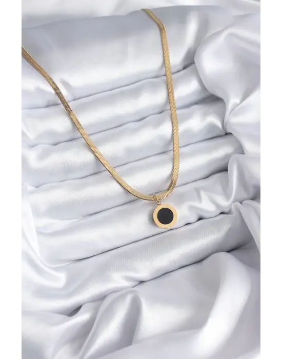  Altın  İtalyan Zincir Model İşleme Detay  Çelik Kolye