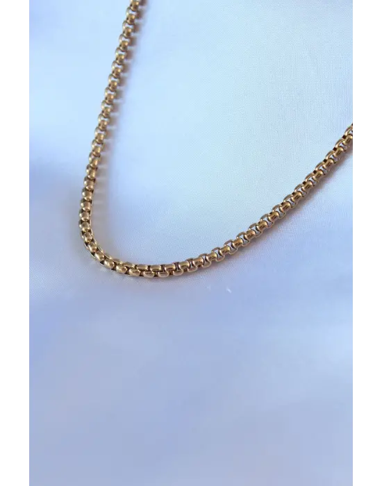 316L Çelik Gold Renk Kalın Zincir Model Erkek Kolye