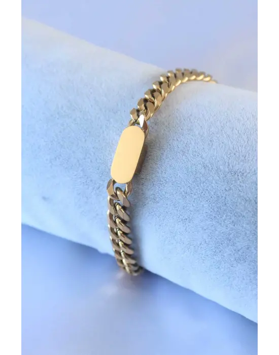316L Çelik Gold Renk Kalın Zincir Model Kadın Bileklik