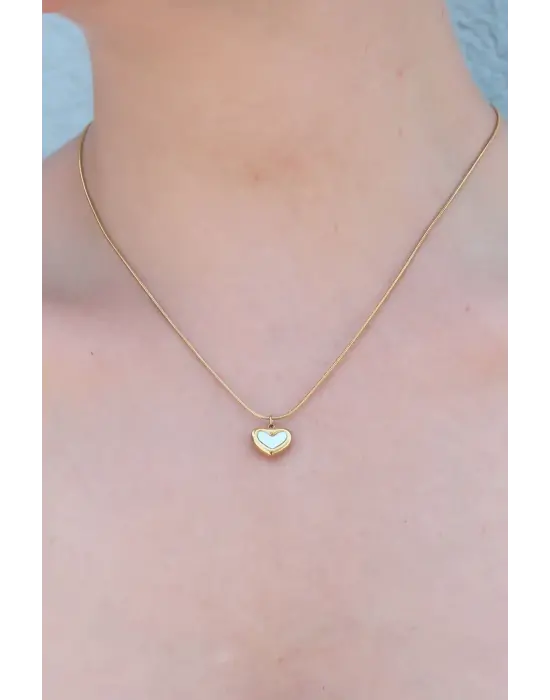 316L Çelik Gold Renk Kalp Figür Kadın Kolye