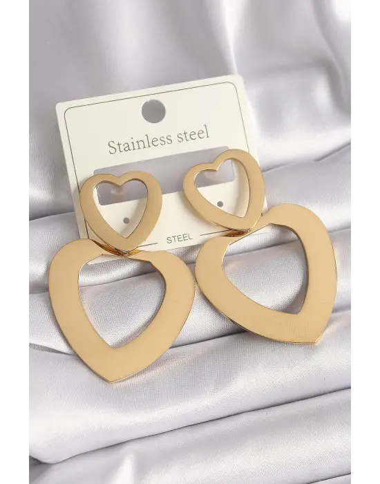   Altın Kalp Model Çelik Küpe