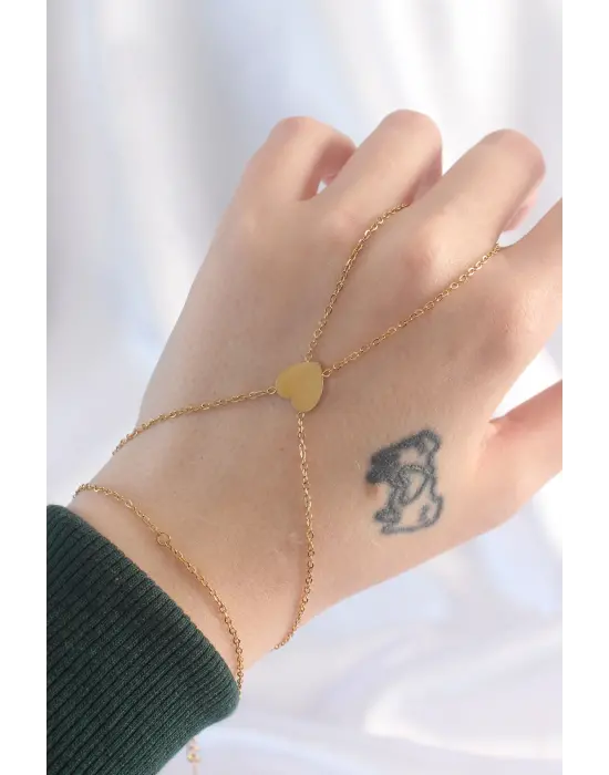 316L Çelik Gold Renk Kalp Tasarımlı Şahmeran