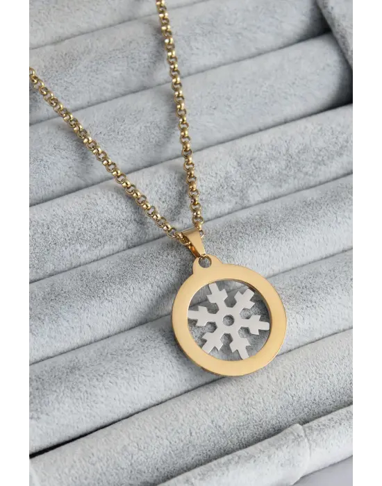 Altın Kar Tanesi Model Çelik Kolye