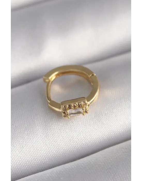 316L Çelik Gold Renk Kare Zirkon Taşlı Tragus Piercing
