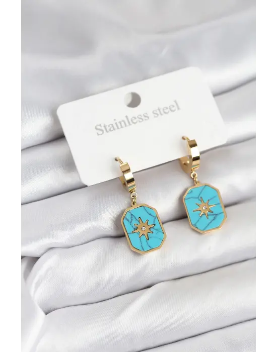 316L Çelik Gold Renk Kutup Yıldızı Model Kadın Küpe