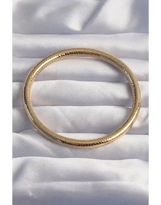 316L Çelik Gold Renk Lazer İşlemeli Bilezik