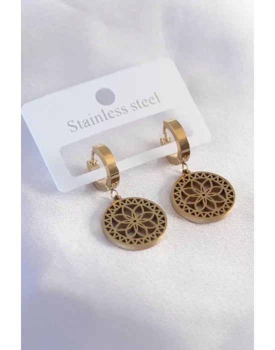   Altın Lotus Çelik Küpe