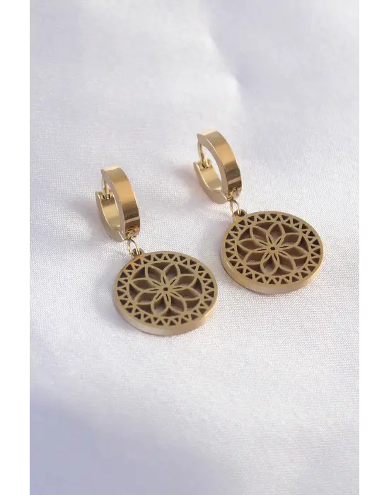   Altın Lotus Çelik Küpe