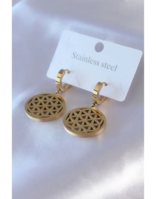   Altın Lotus Model Çelik Küpe