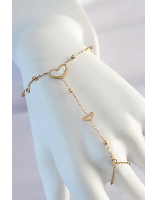 316L Çelik Gold Renk Mermer Desenli Kalp Tasarımlı Şahmeran