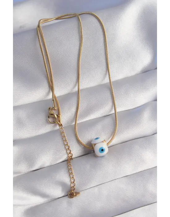  Altın  Mineli Nazar Model Çelik Kolye