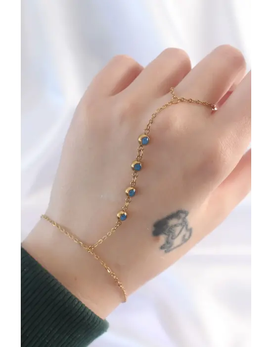 316L Çelik Gold Renk Minimal Nazar Boncuk Tasarımlı Şahmeran