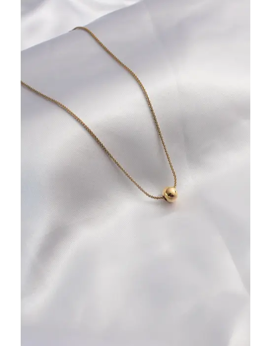 316L Çelik Gold Renk Minimal Top Figür Kadın Kolye