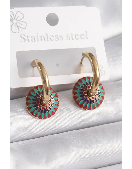   Altın Motif Model Çelik Küpe