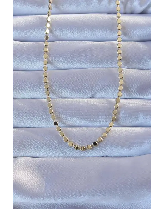  Altın  Parçalı Ezme Çelik Kolye