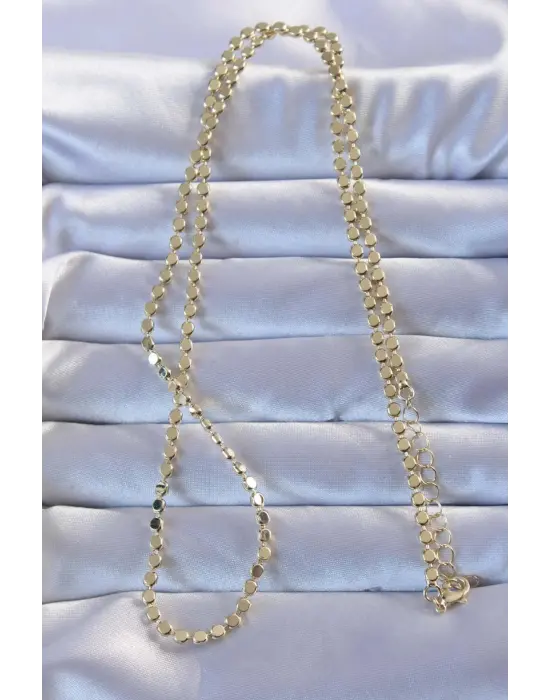  Altın  Parçalı Ezme Çelik Kolye