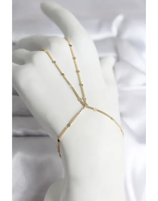 316L Çelik Gold Renk Parçalı Ezme Zincir Model Kadın Şahmeran