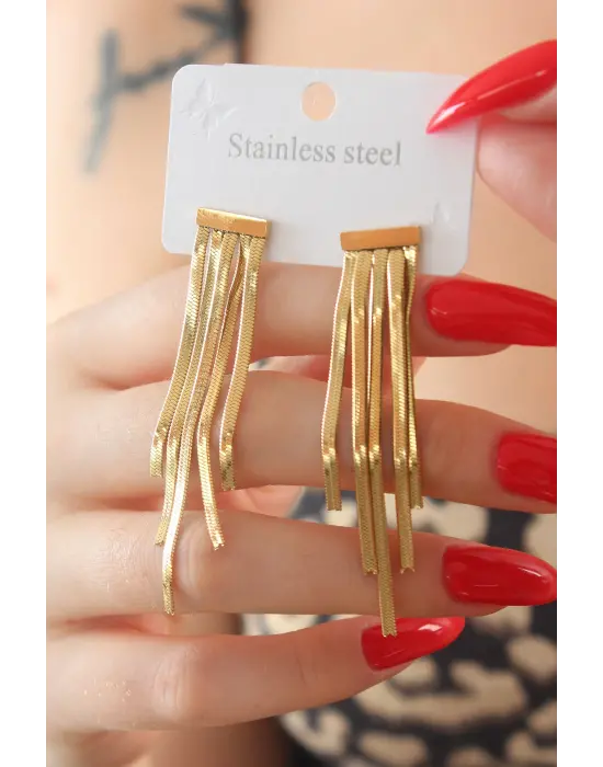   Altın Sallantı Model Çelik Küpe