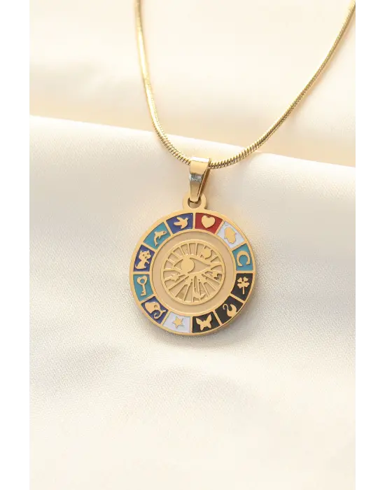  Altın  Şans Çelik Kolyesi