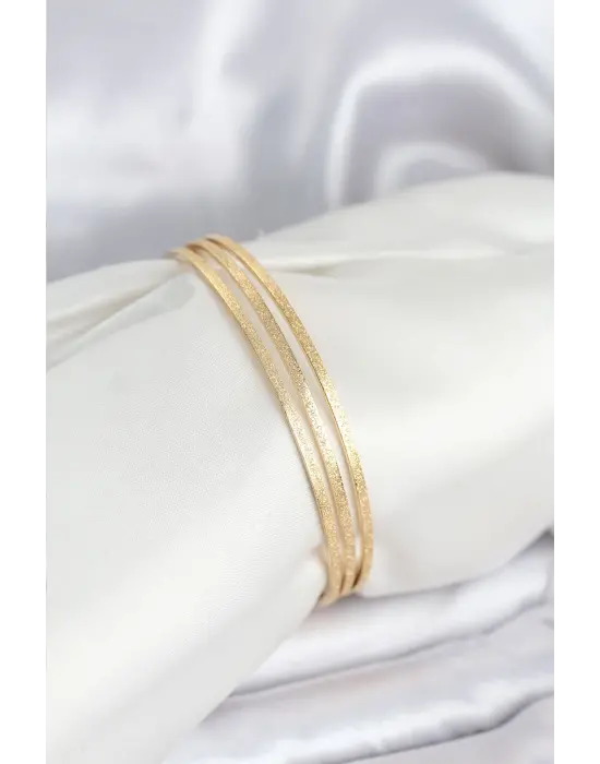 316L Çelik Gold Renk Simli Model Ajda 65 mm Kadın Bileklik