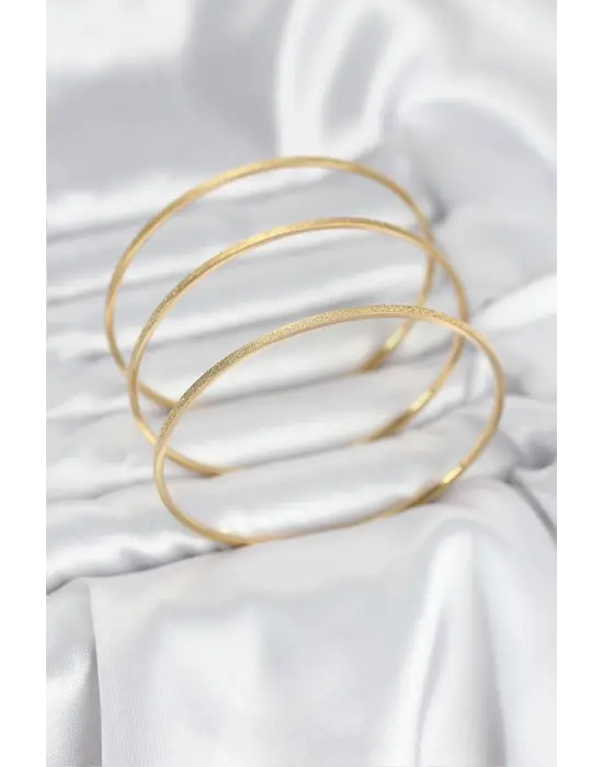 316L Çelik Gold Renk Simli Model Ajda 65 mm Kadın Bileklik