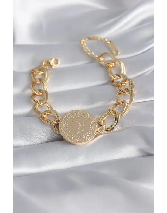 316L Çelik Gold Renk Tam Altın Model Samanyolu Kadın Bileklik