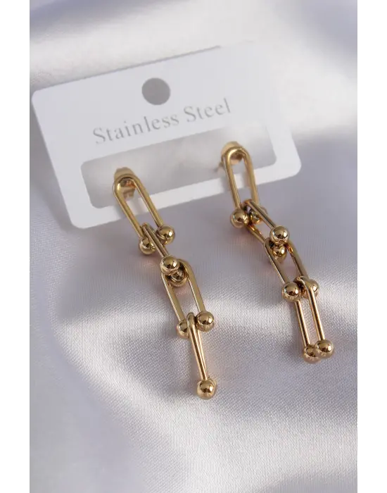 316L Çelik Gold Renk Tiffany Model Kadın Küpe