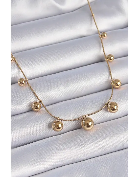  Altın  Top Model  Çelik Kolye