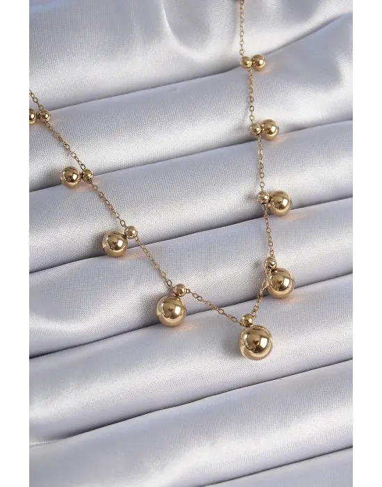  Altın  Top Model  Çelik Kolye