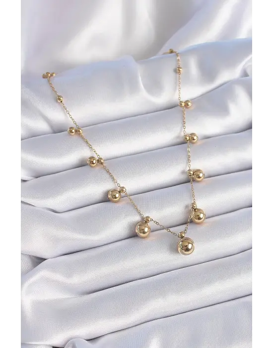  Altın  Top Model  Çelik Kolye