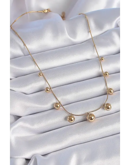  Altın  Top Model  Çelik Kolye