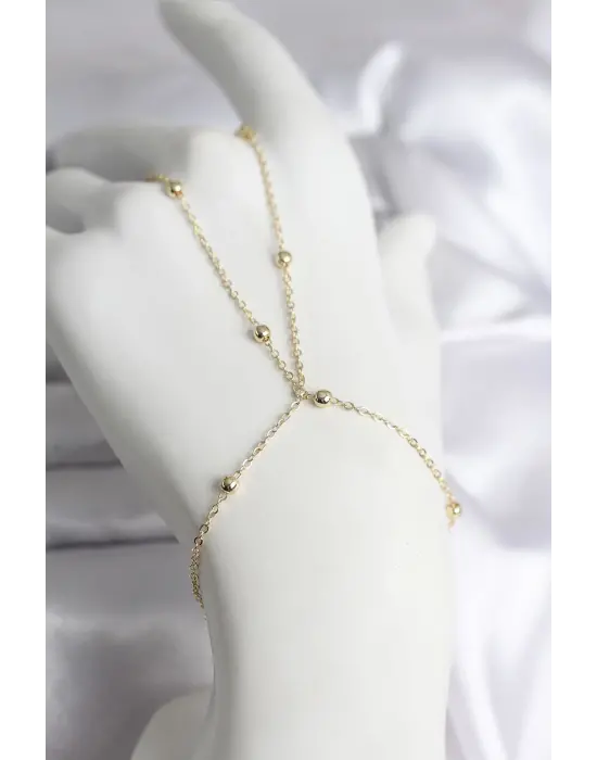 316L Çelik Gold Renk Topçuk Zincir Model Kadın Şahmeran