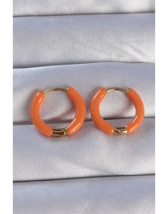   Altın Turuncu Mineli Halka Küpe