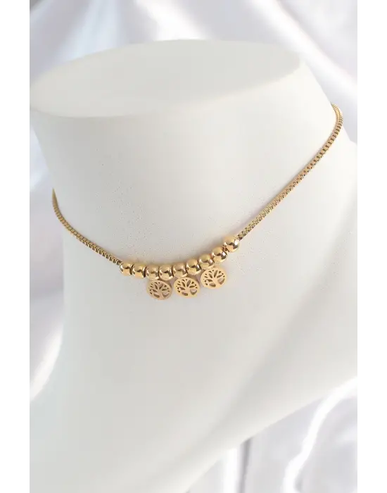 316L Çelik Gold Renk Yaşam Ağacı Figür Kadın HalHal