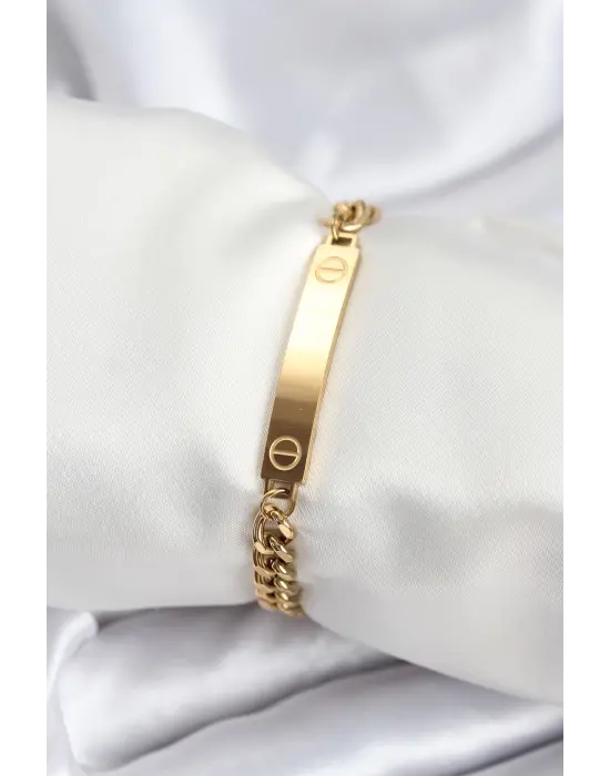 316L Çelik Gold Renk Yazı Yazmaya Uygun Kadın Bileklik