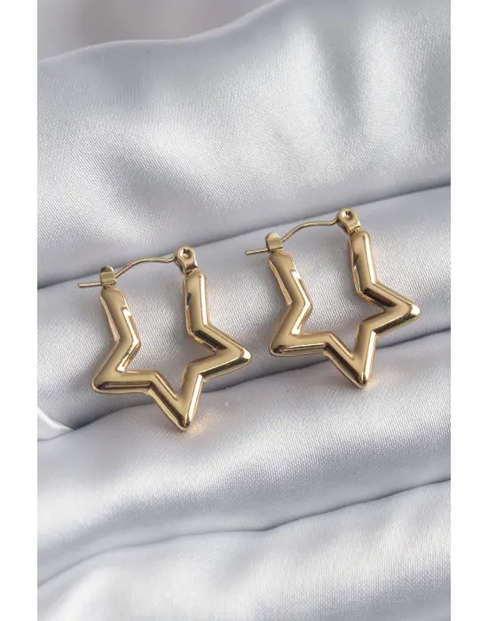   Altın Yıldız Model Çelik Küpe