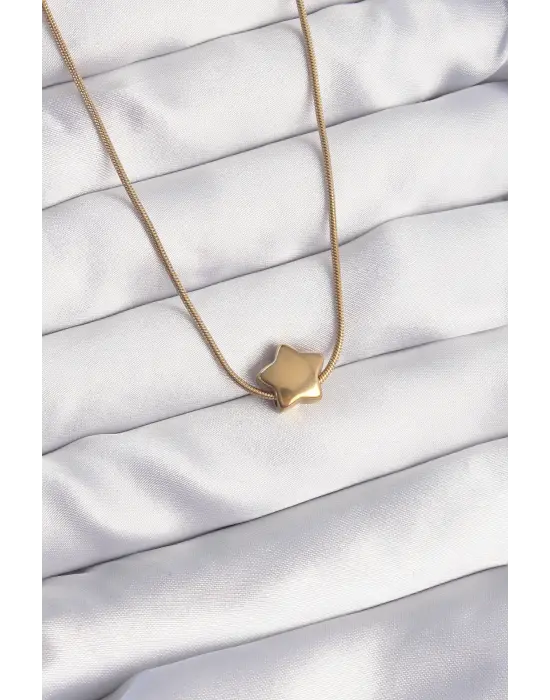  Altın  Yıldız Model Çelik Kolye