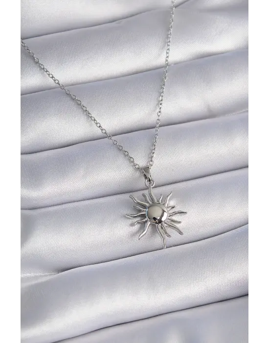  Altın  Zincir Güneş Figür  Çelik Kolye