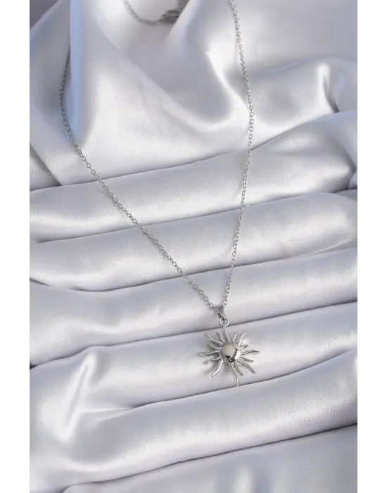  Altın  Zincir Güneş Figür  Çelik Kolye