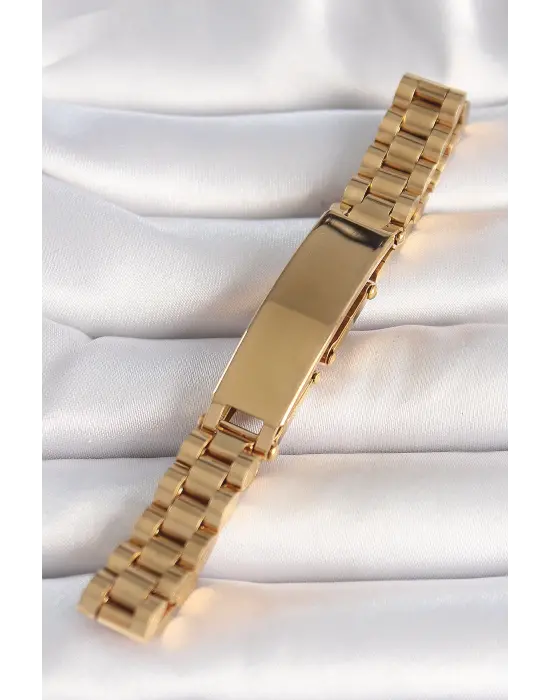 316L Çelik Gold Renk Zincir Künye Model Erkek Bileklik