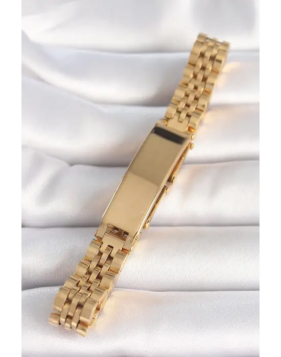 316L Çelik Gold Renk Zincir Künye Model Erkek Bileklik