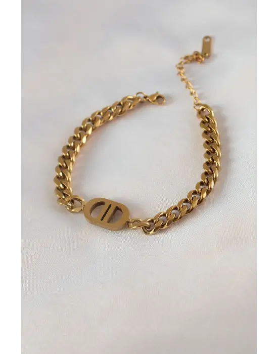 316L Çelik Gold Renk Zincir Model Kadın Bileklik