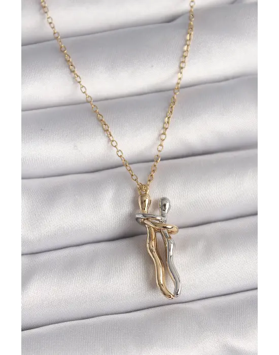  Altın  Zincir li Sarılma Model  Çelik Kolye